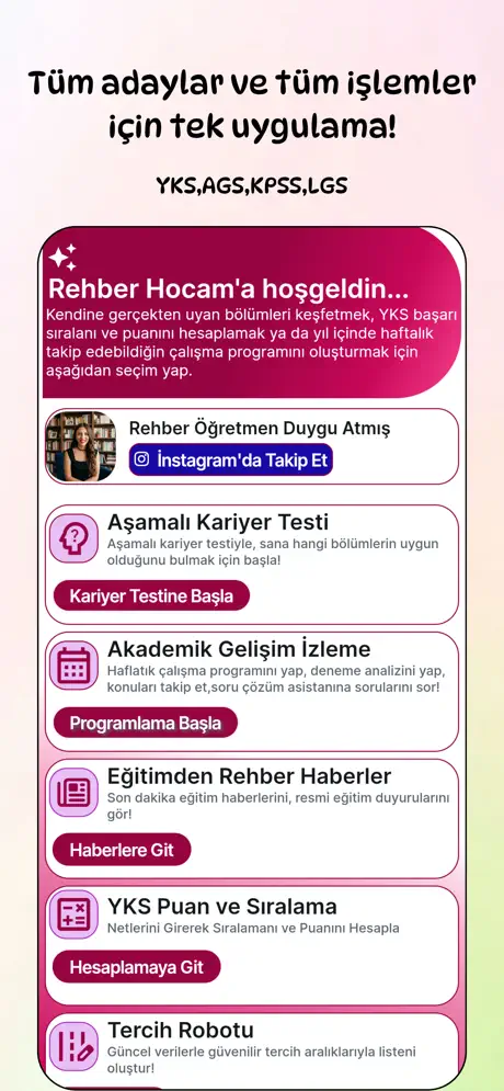 RehberHocam uygulama ekranı 1